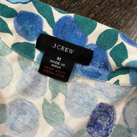 J Crew Pajama Short Set Women’s Medium Blueberry Floral Button Up Novelty - Picture 2 of 10